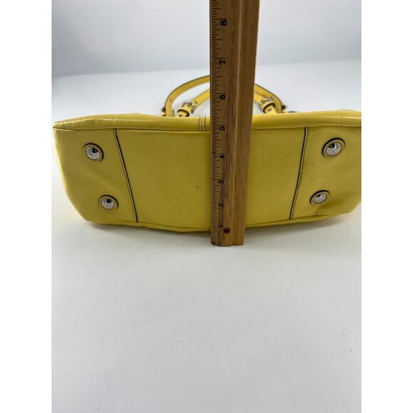 Coach Purse Canary Yellow Patent Leather Tote Shoulder Bag Designer Authentic - Picture 8 of 12